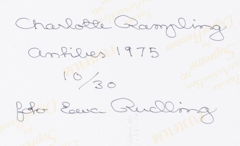 Ewa Rudling, "Charlotte Rampling, Antibes" 1975.