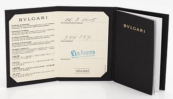 Bulgari, An 18K gold ring "Parentesi" with a green quartz and ca. 0.70 ct of brilliant cut diamonds in total.