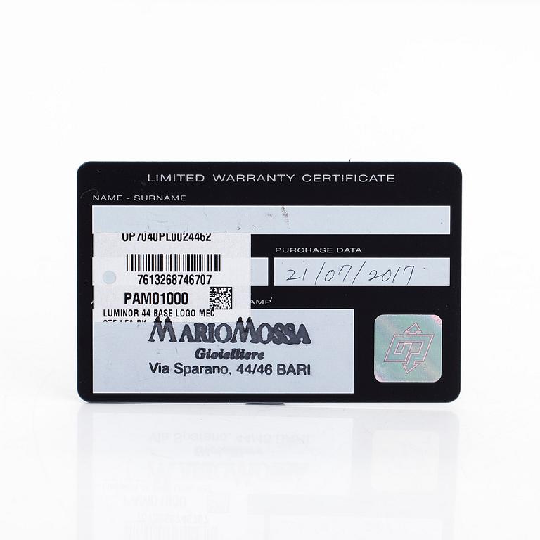 Panerai, Luminor, Base Logo, wristwatch, 44 mm.