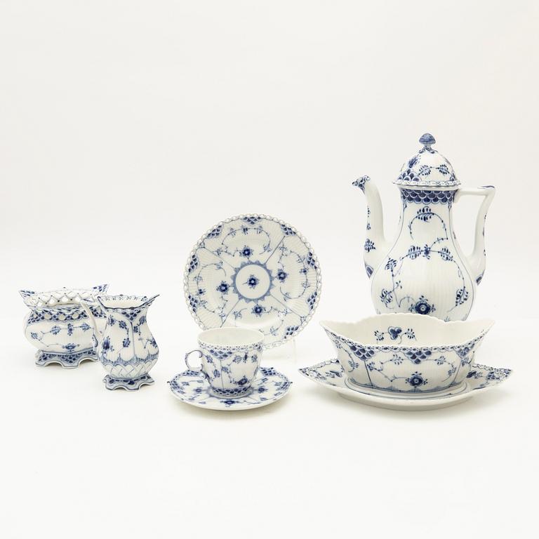 Royal Copenhagen, coffee service, 27 pieces, porcelain, "Blue Fluted", Denmark.