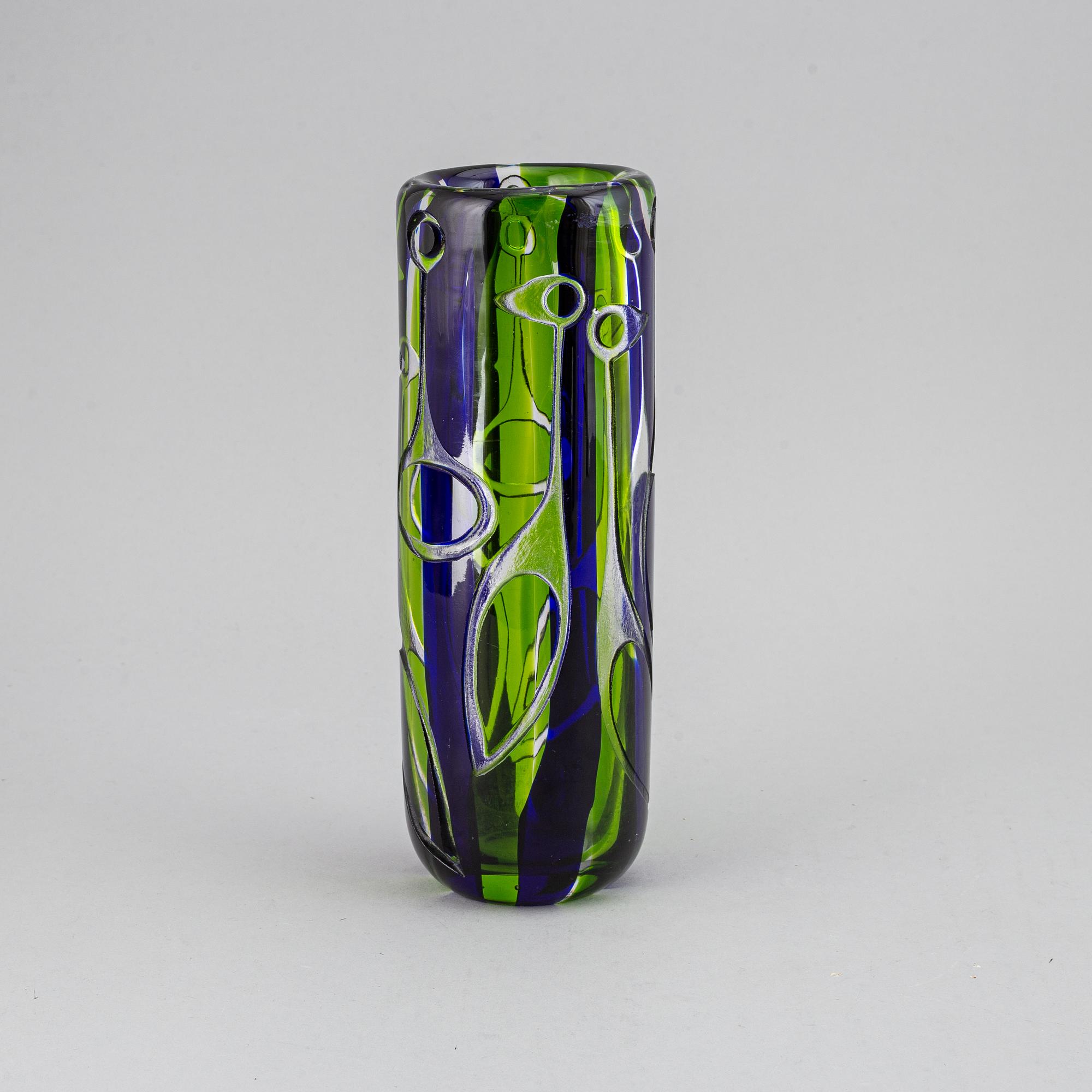 Vicke Lindstrand, a signed glass vase, Kosta Boda.