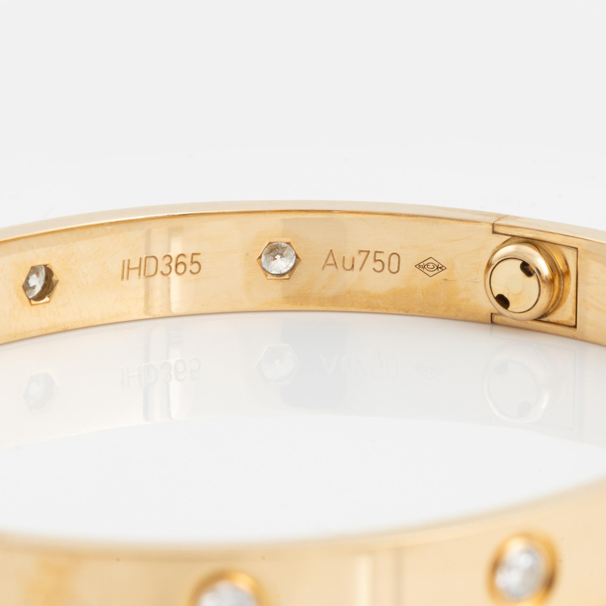 Cartier "Love" armband 18K guld med tio runda briljantslipade diamanter.