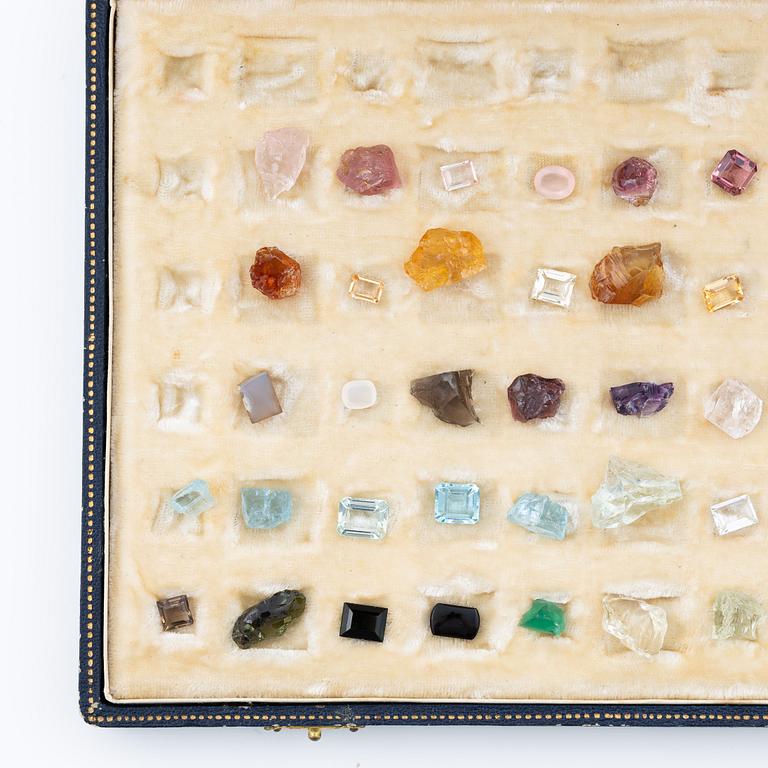 A case with 56 loose gemstones.