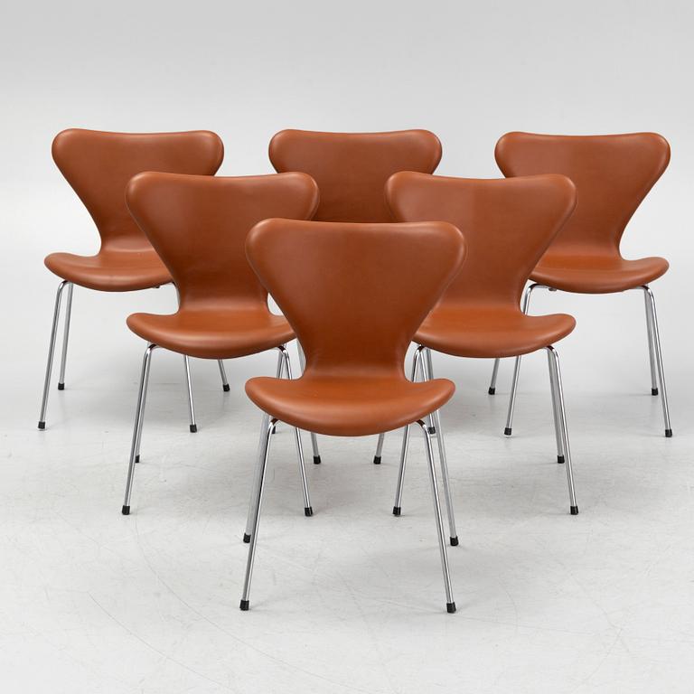 Arne Jacobsen, stolar 6 st "Sjuan" för Fritz Hansen, Danmark.