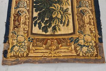 A tapestry, "Verdure", tapestry weave, "entre-fenêtre", Aubusson around 1700-first half of the 18th century.