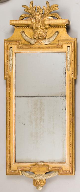 A Gustavian Mirror by Johan Åkerblad, signed IÅ, Stockholm's hallmark 1778.