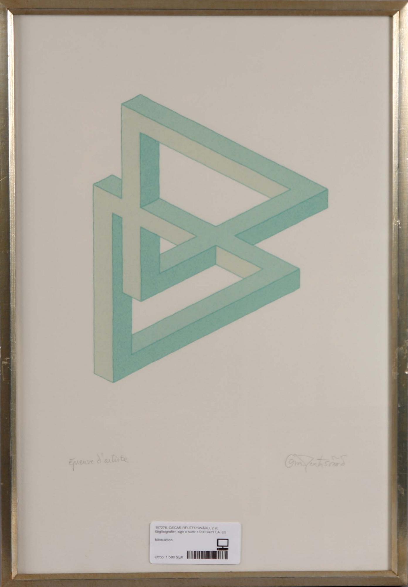 OSCAR REUTERSWÄRD, färglitografier, 2 st, sign o numr 1/200 samt EA.
