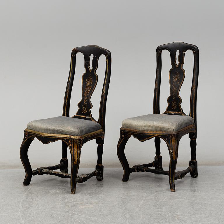 A pair of late baroque chairs, 18th century.