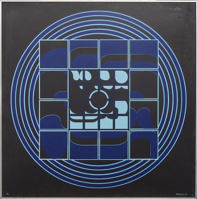 BECK & JUNG, 2 st. (HOLGER BÄCKSTRÖM & BO LJUNGBERG),  färgserigrafi, signerade o numrerade, daterade 1974.