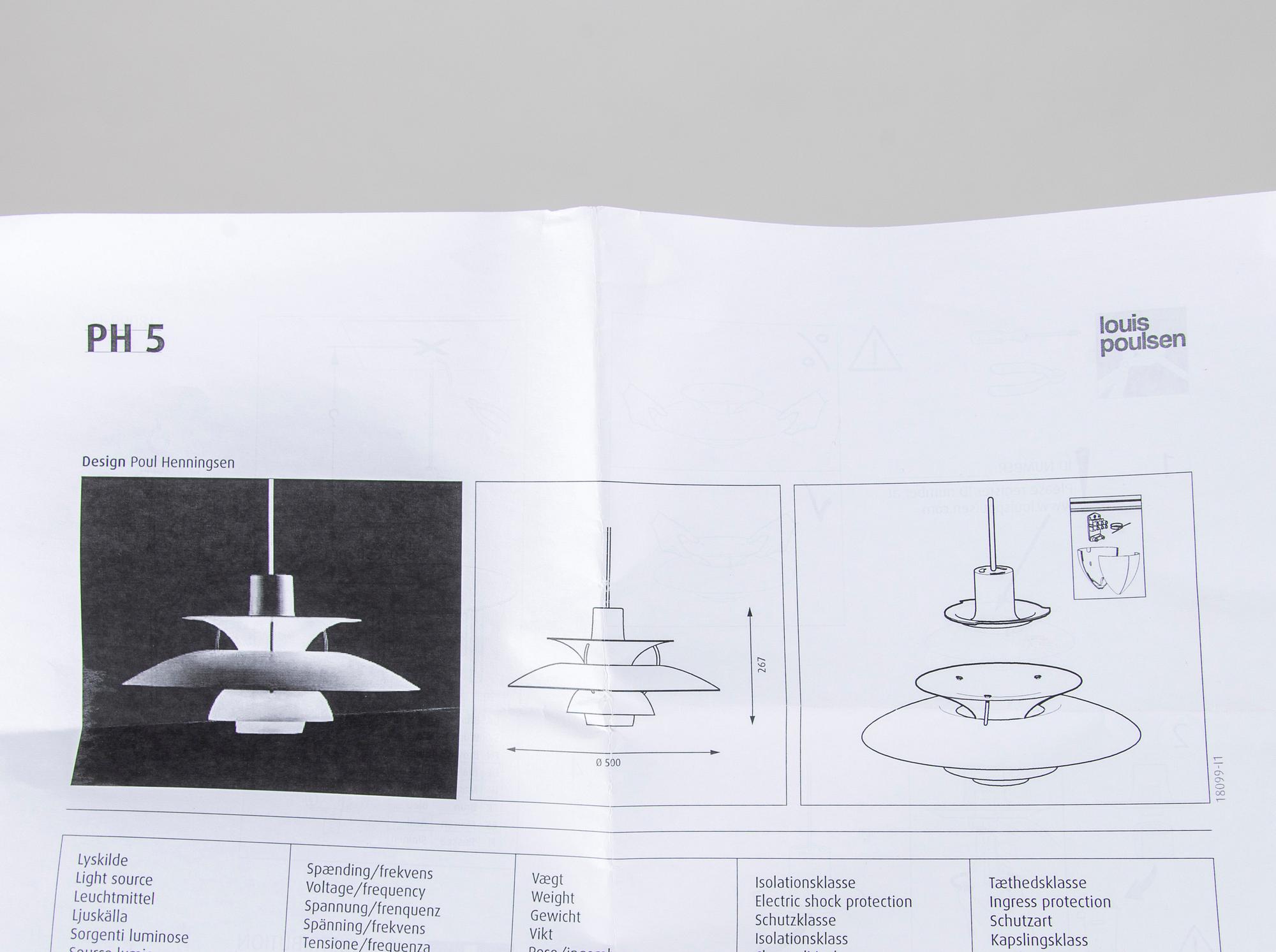 Poul Henningsen, A 'PH5' pendant light, Louis Poulsen, Denmark.