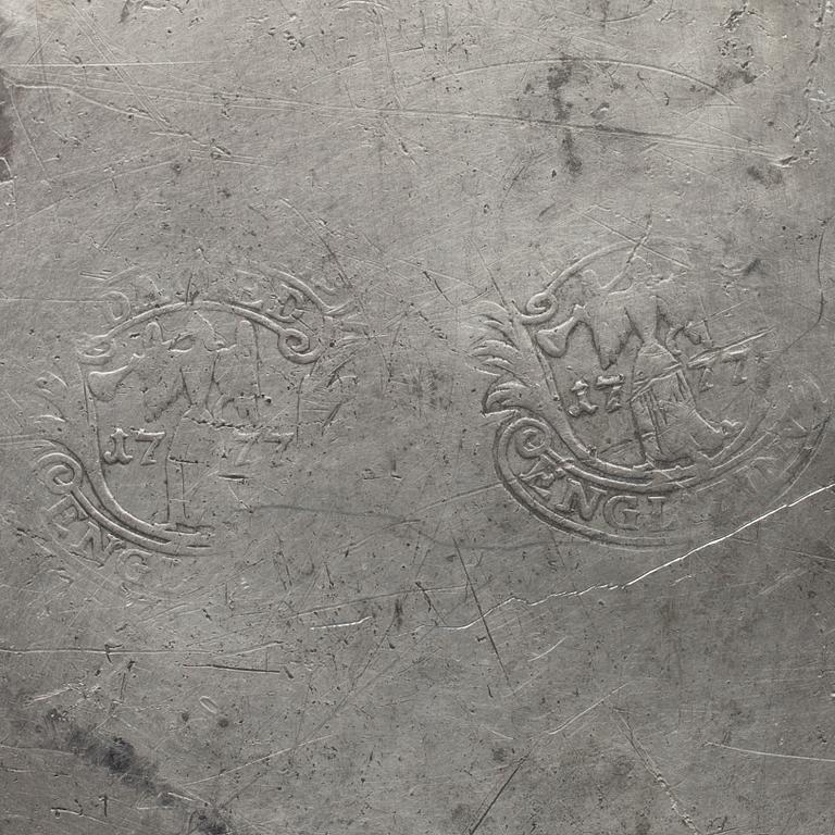 TENNTALLRIKAR, 2 st, tyska stämplar 1777.