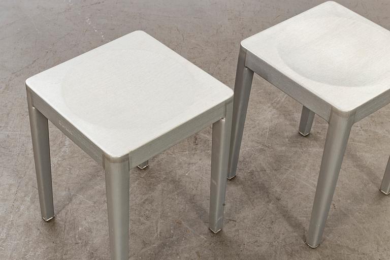PHILIPPE STARCK, a pair of 21st century "Emeco Stool" in brushed aluminium.