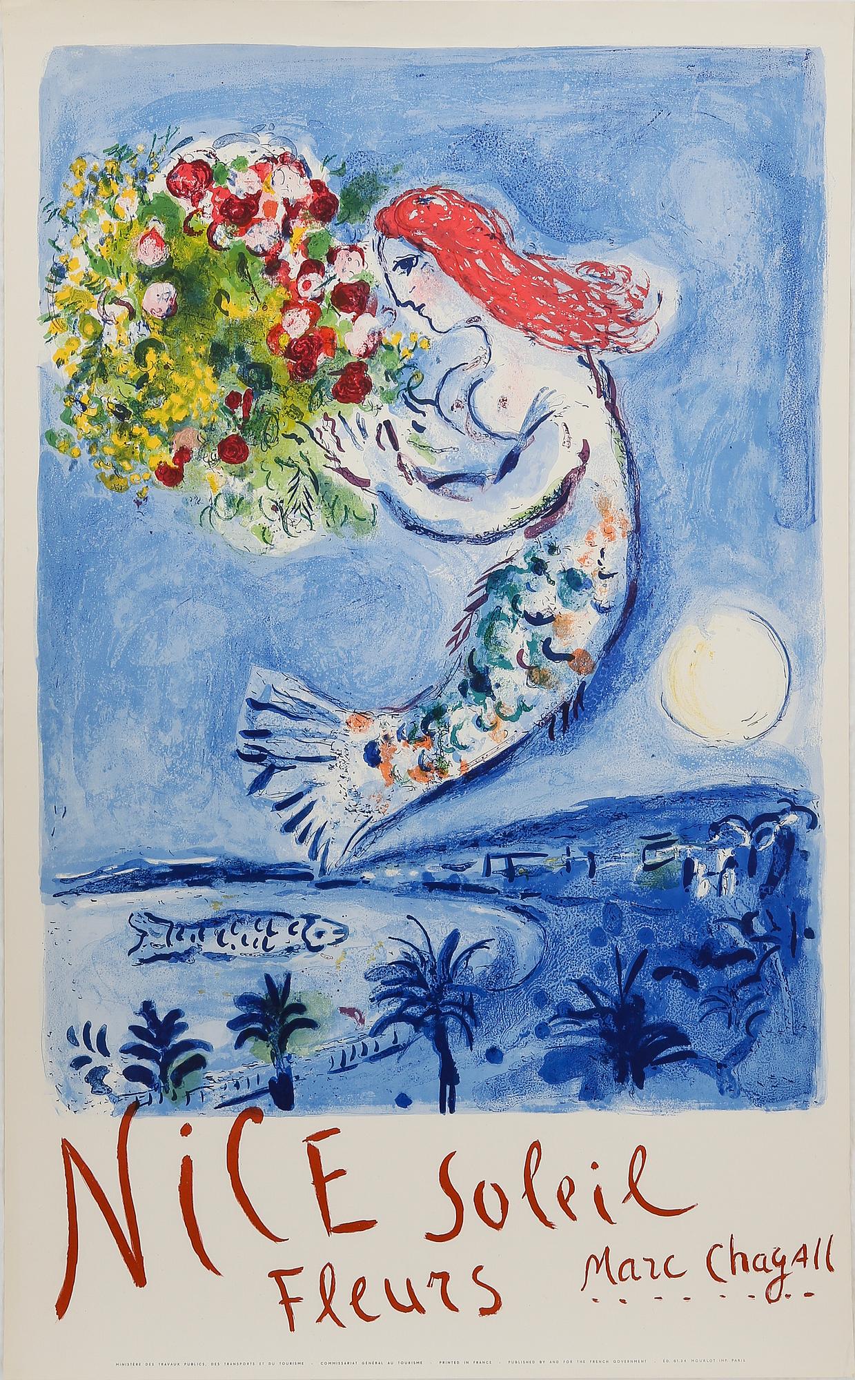 MARC CHAGALL, färglitografisk affisch, Mourlot, Paris. 1962.