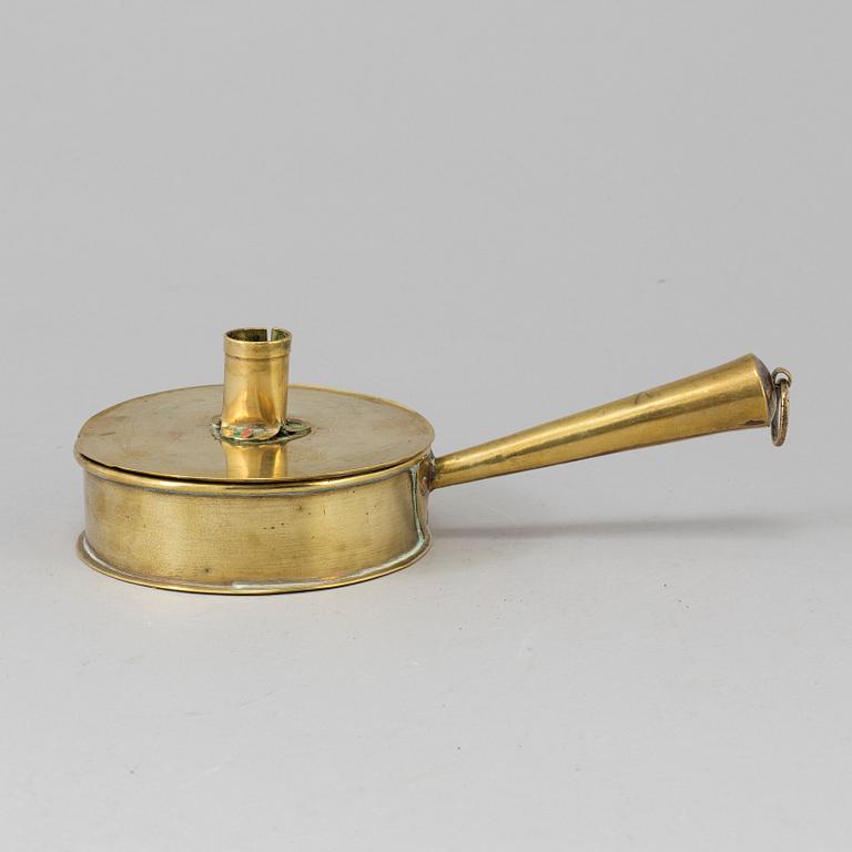 LJUSSTAKE, sk stumpastake, mässing, 1700-tal.