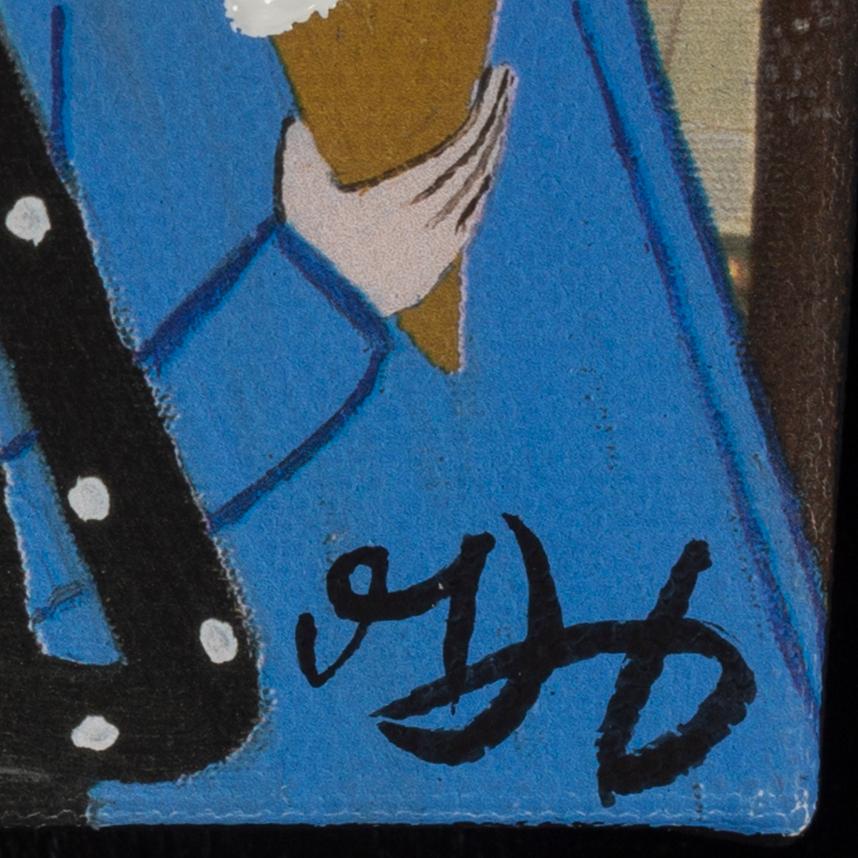 Marika Lang, mixed media on print, signed.