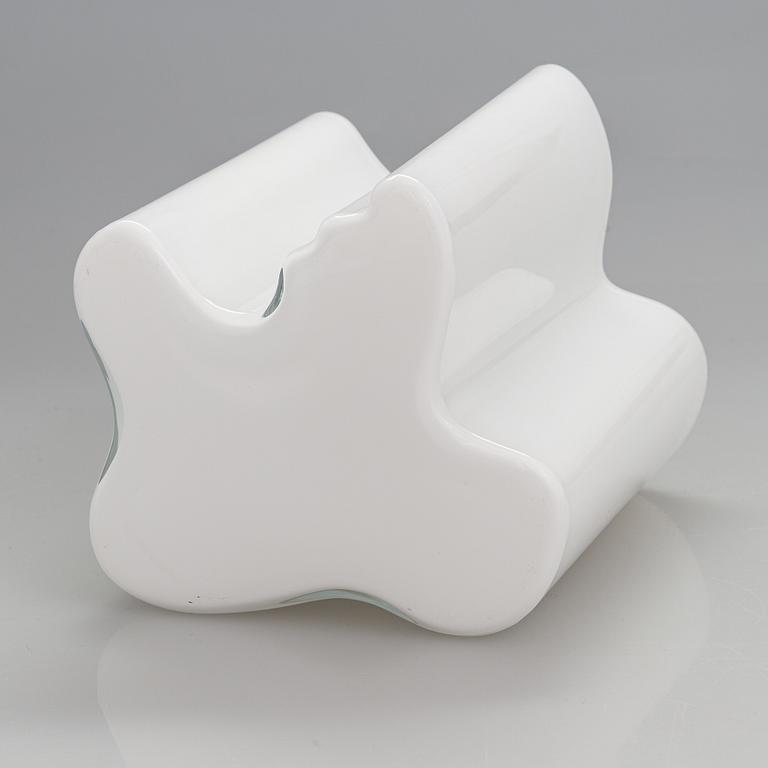 Alvar Aalto, A signed white mould blown glass vase, Iittala, Finland, model 3031.