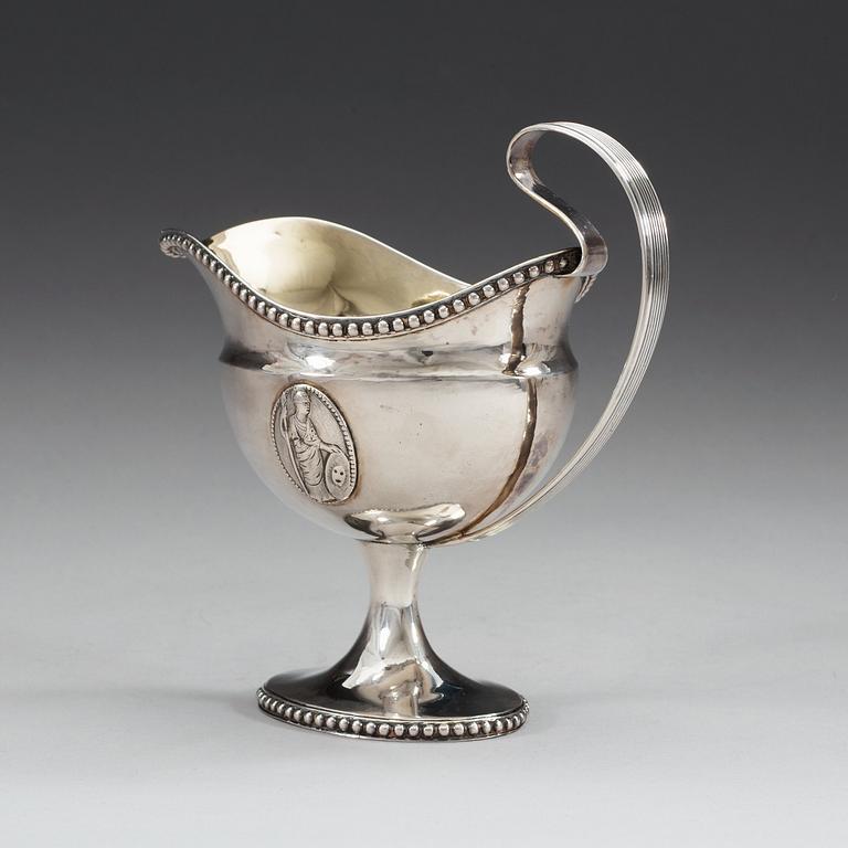 A Swedish 18th century parcel-gilt cream-jug, makers mark of Anders Fredrik Weise, Stockholm 1794.