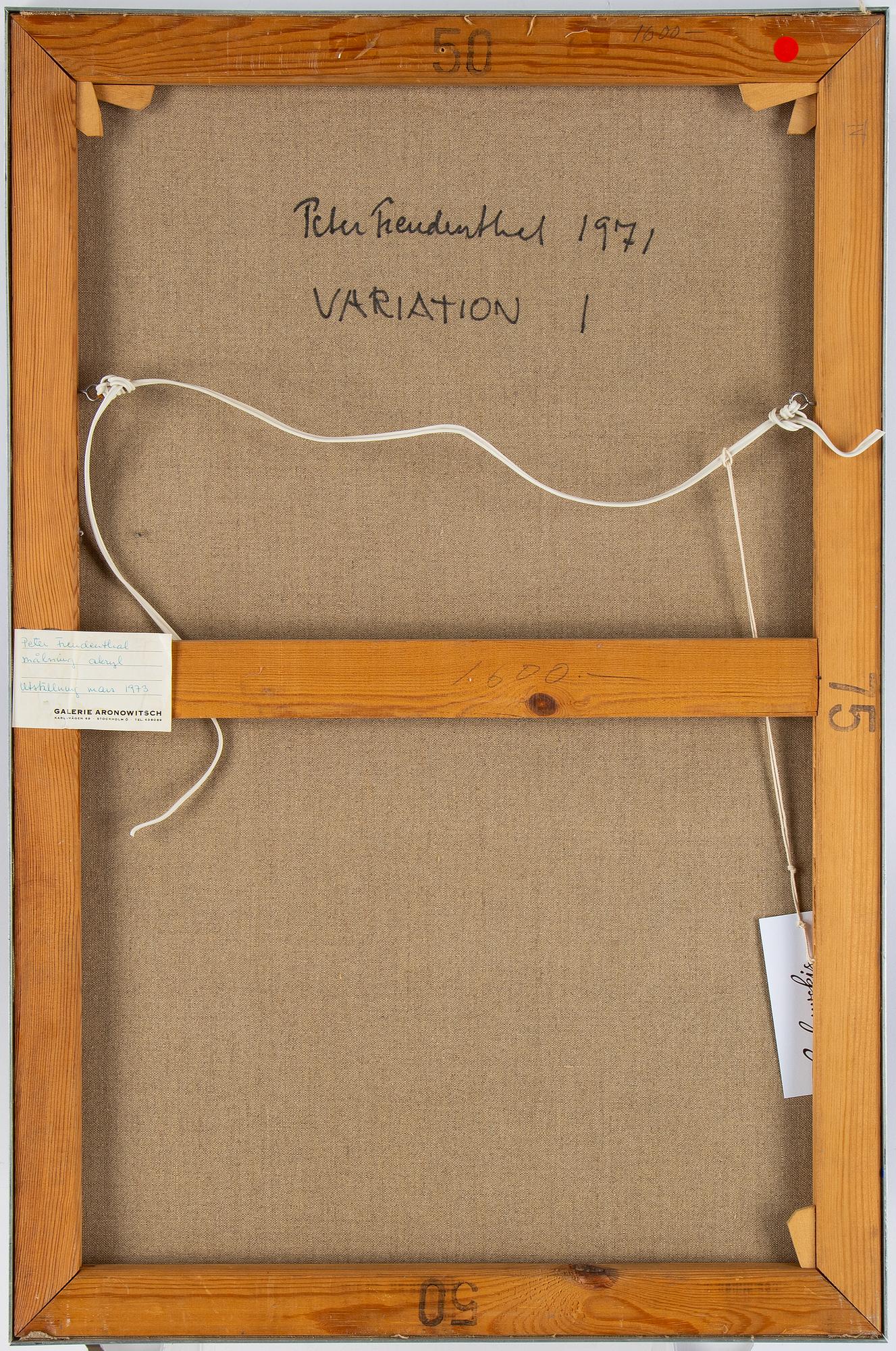 Peter Freudenthal, acrylic on canvas, signed and dated 1971 verso.