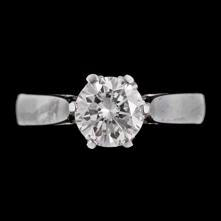 A brilliant cut diamond ring, 1.11 cts.