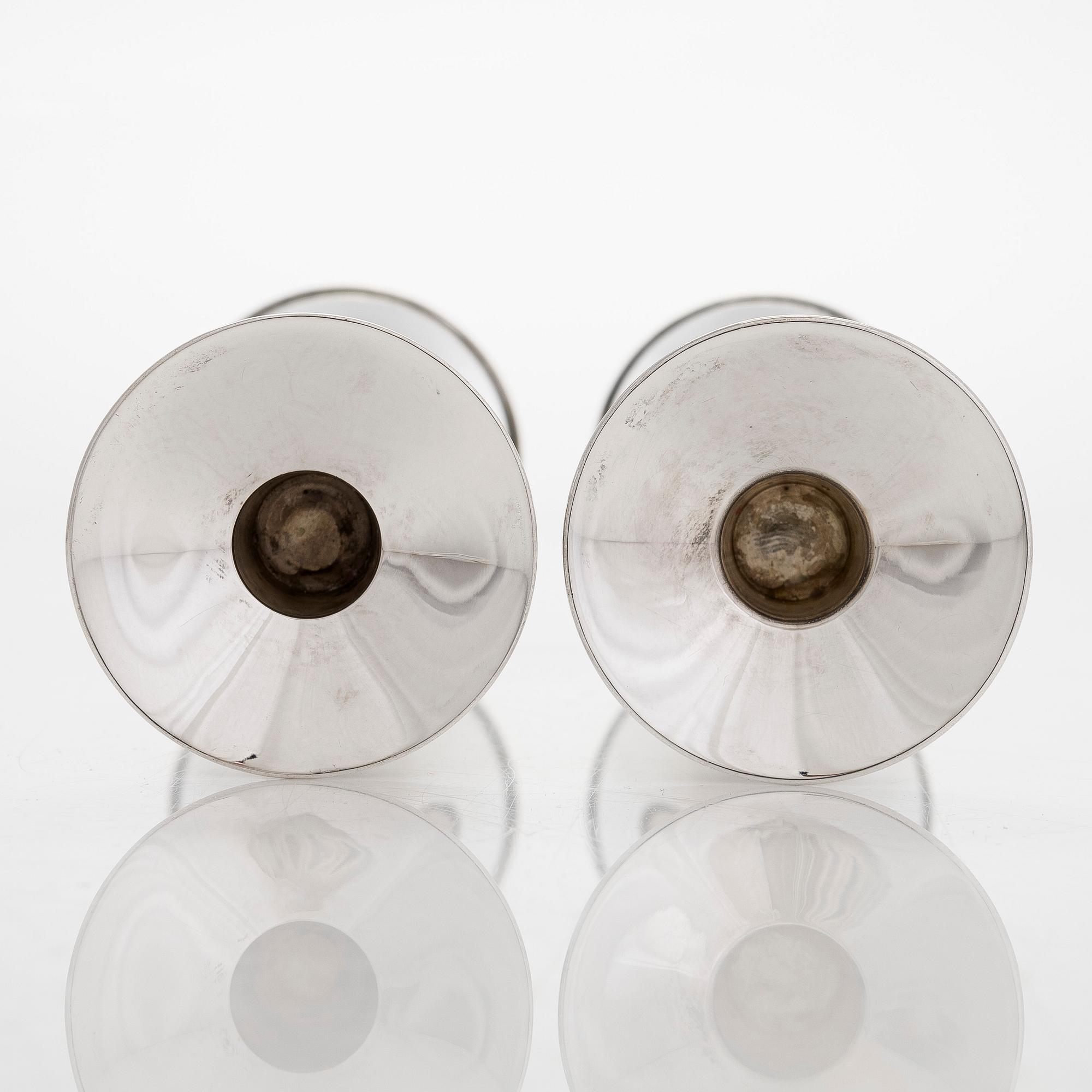 Kaj Blomqvist, A pair of  silver candlesticks, signed KB. Kultakeskus Hämeenlinna 1967.