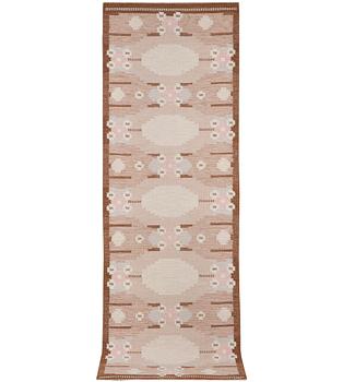 Ingegerd Silow, a flat weave runner carpet, signed IS, c. 262 x 82 cm.