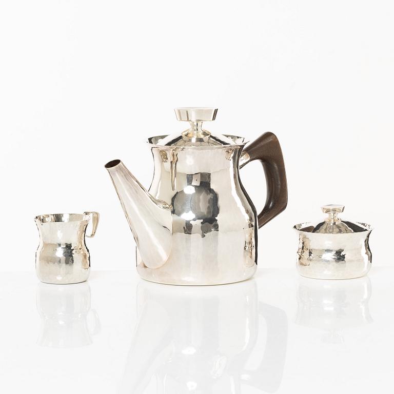 Eric Löfman, kaffeservis, 3 delar, silver, MGAB, Uppsala 1979.
