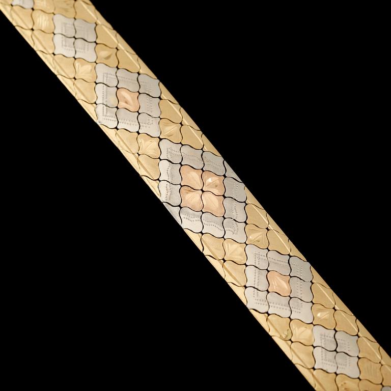 ARMBAND, 18K flerfärgat guld. Vikt ca 53 g.