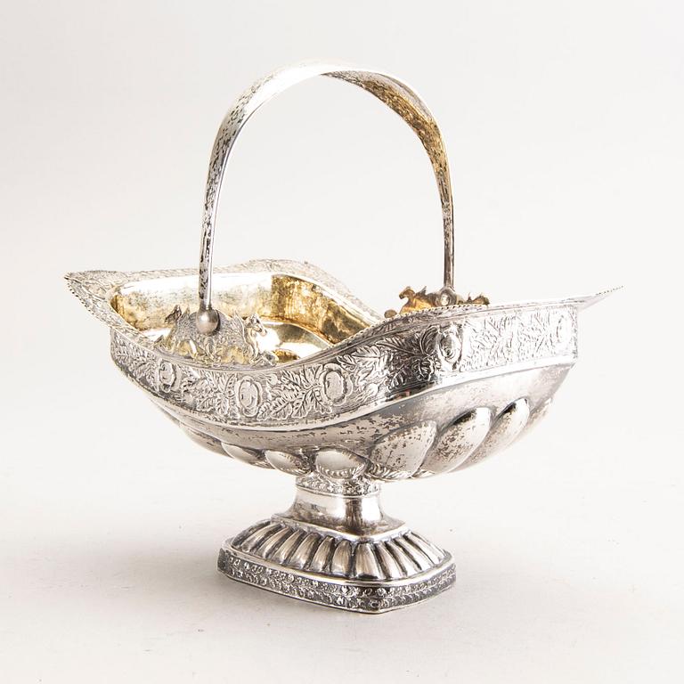 A 19th century Russian silver basket.