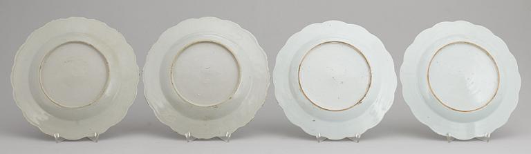 A set of eight (4-4) export plates, Qing dynasty, Qianlong (1736-95).