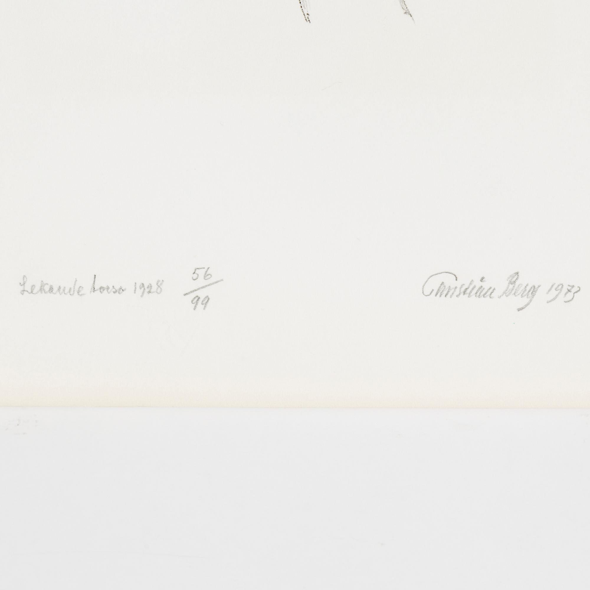CHRISTIAN BERG, folder with five lithographs, no 56, signed 1973.