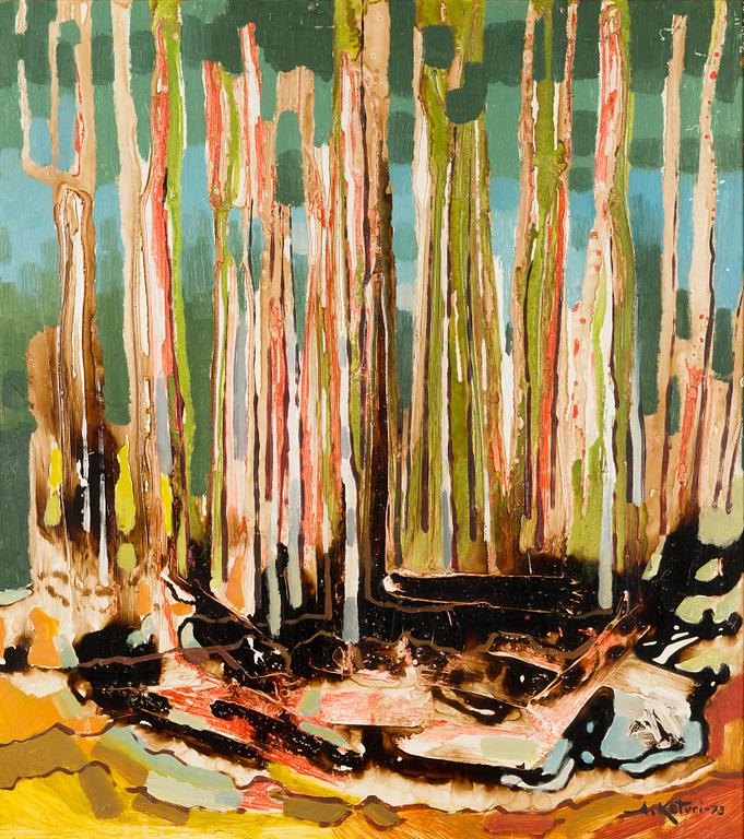 Alpo Keturi, öljy levylle, signeerattu ja päivätty -73.