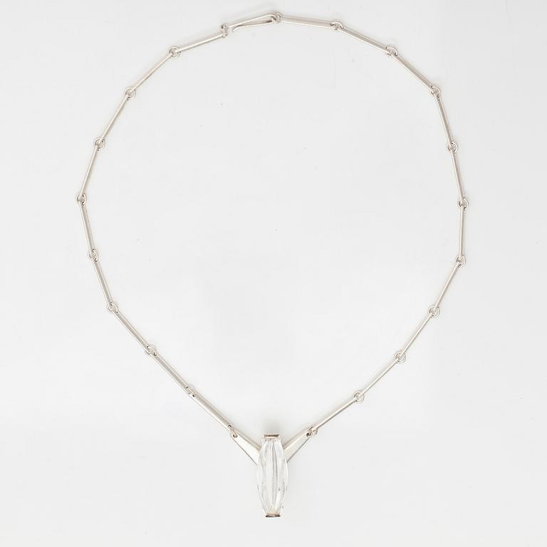 Björn Weckström, A sterling silver necklace "Luminoso" with a munsteiner cut rock crystal. Lapponia 2009.