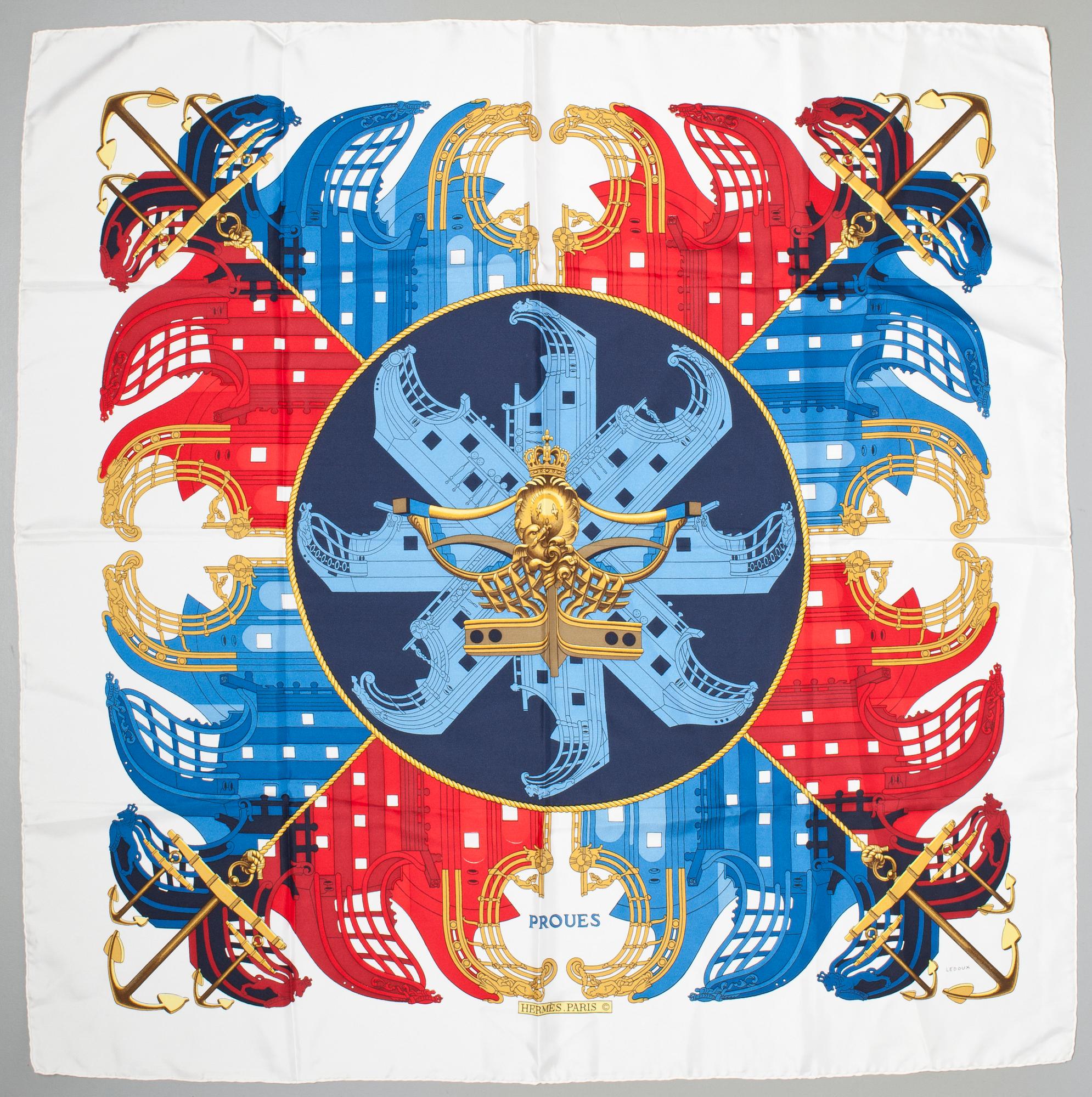 HERMÈS, scarf, "Proues".