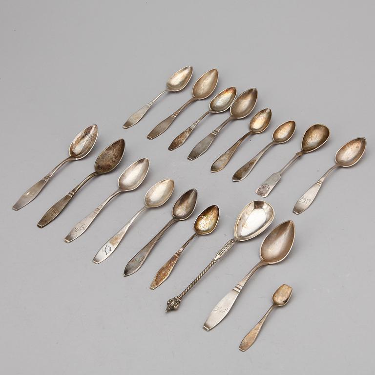 PARTI SKEDAR, 16 st, silver, mestadels Finland. Total vikt ca 257 gram.