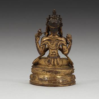 A gilt copper-alloy figure of Bodhisattva Avalokiteshvara, Tibet, 15/16th Century.