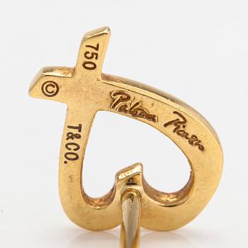 Tiffany & Co, Paloma Picasso, a pair of 18K gold 'Loving Heart' earrings.