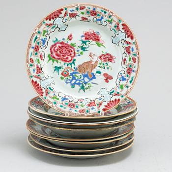 Nine famille rose dishes, Qing dynasty, Qianlong (1736-95).