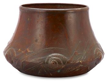 A Hugo Elmqvist Art Nouveau patinated bronze vase, Stockholm circa 1900.