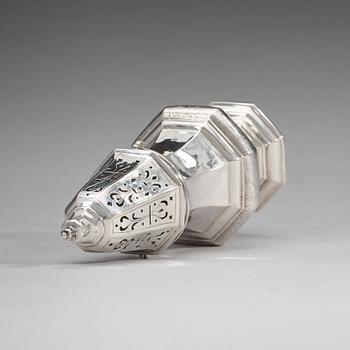 A Swedish 18th century silver sugar-caster, marks of Magnus Myrman, Norrköping (1706-1730).