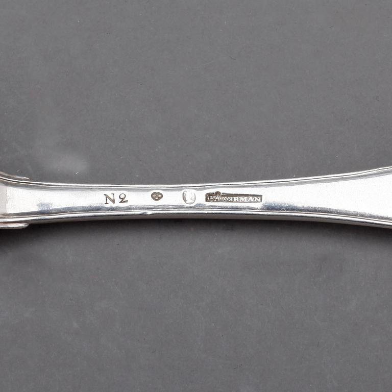 BESTICKSERVISDELAR, 37+1 st, silver, bland annat Adolf Zethelius, Stockholm, 1813. Vikt ca 1892g.