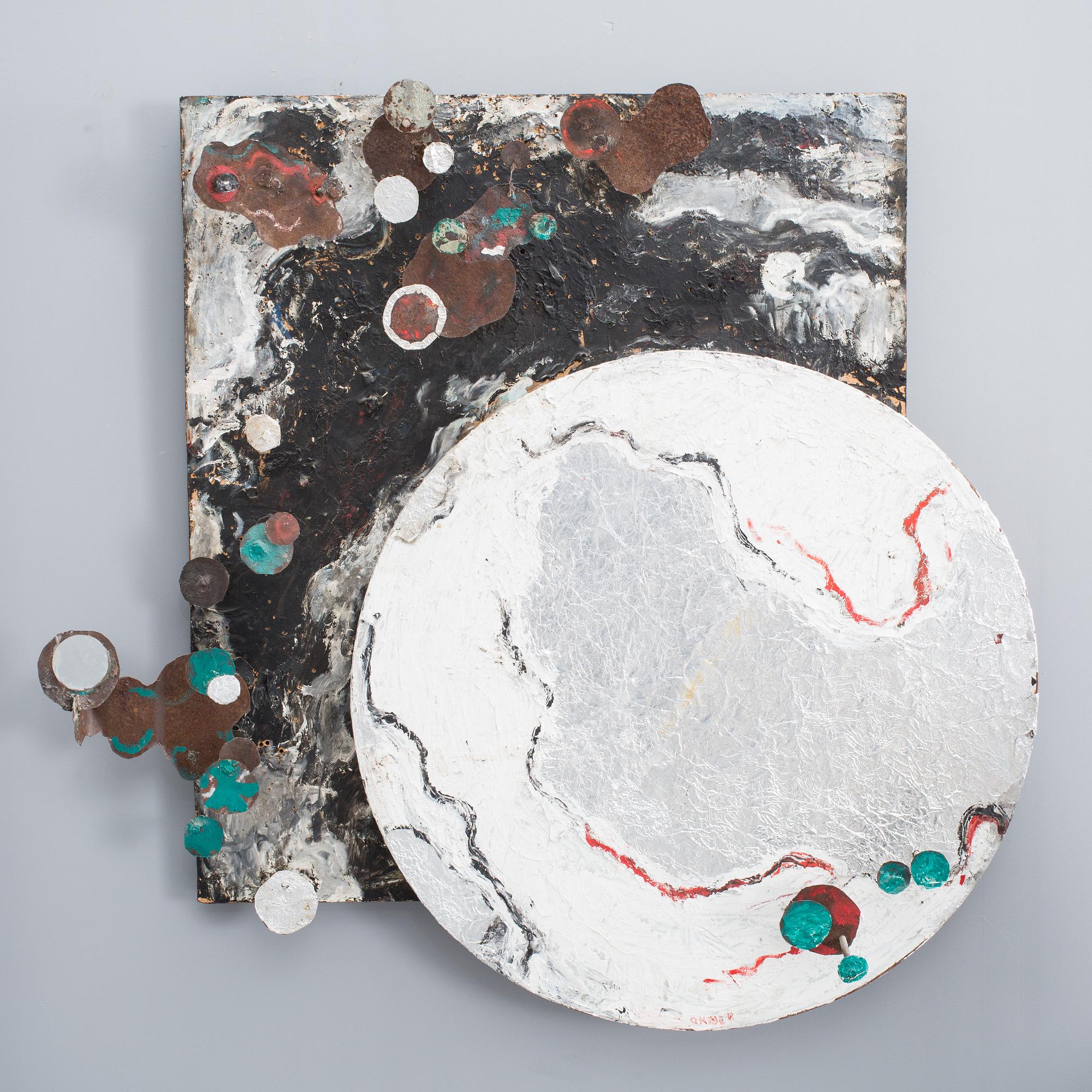 GUNNAR OKNER, mixed-media, signerad. 1960/70-tal.