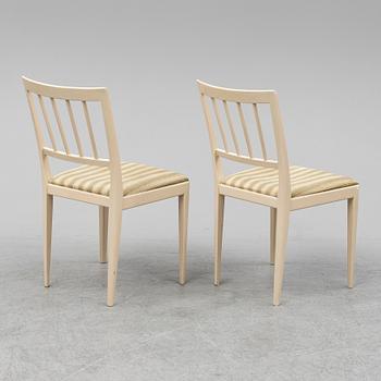 CARL MALMSTEN, matgrupp, 7 delar, 6 stolar samt bord. Två iläggskivor medföljer.