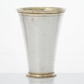 A Swedish early 18th century parcel-gilt silver beaker, mark of Johan Lund, Stockholm 1716.