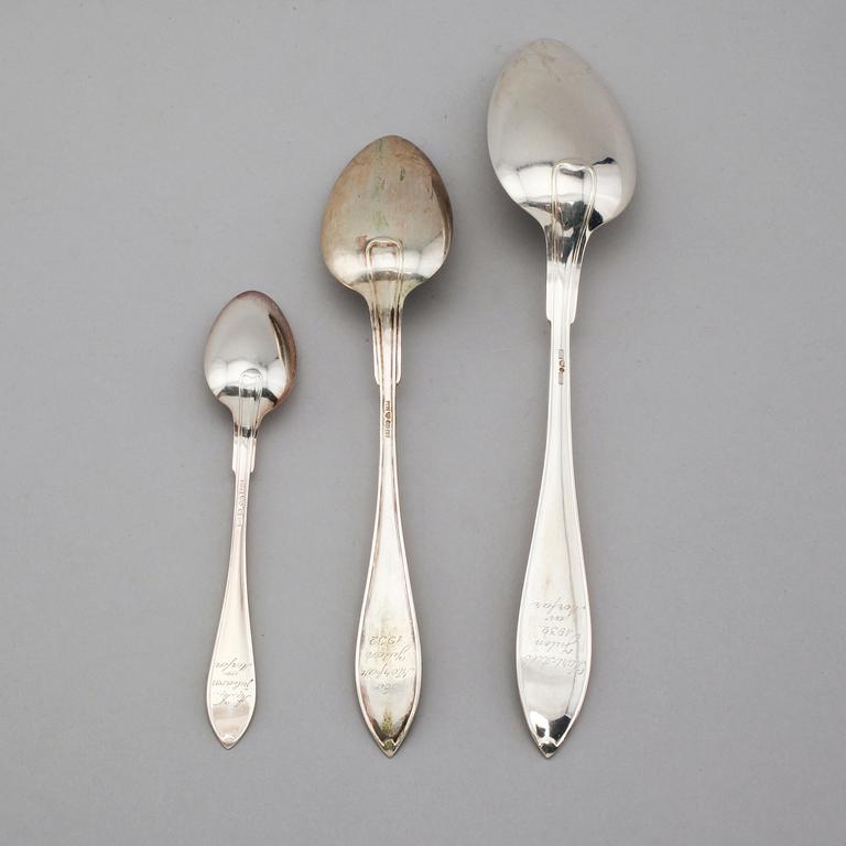 BESTICK, 22 delar, silver, bl a GAB, Stockholm, 1900-talets första hälft. Total vikt ca 937 gram.