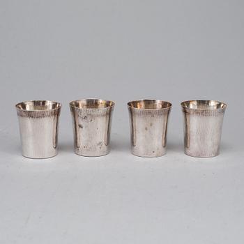 Ten 20th century Swedish silver beakers, different makers.