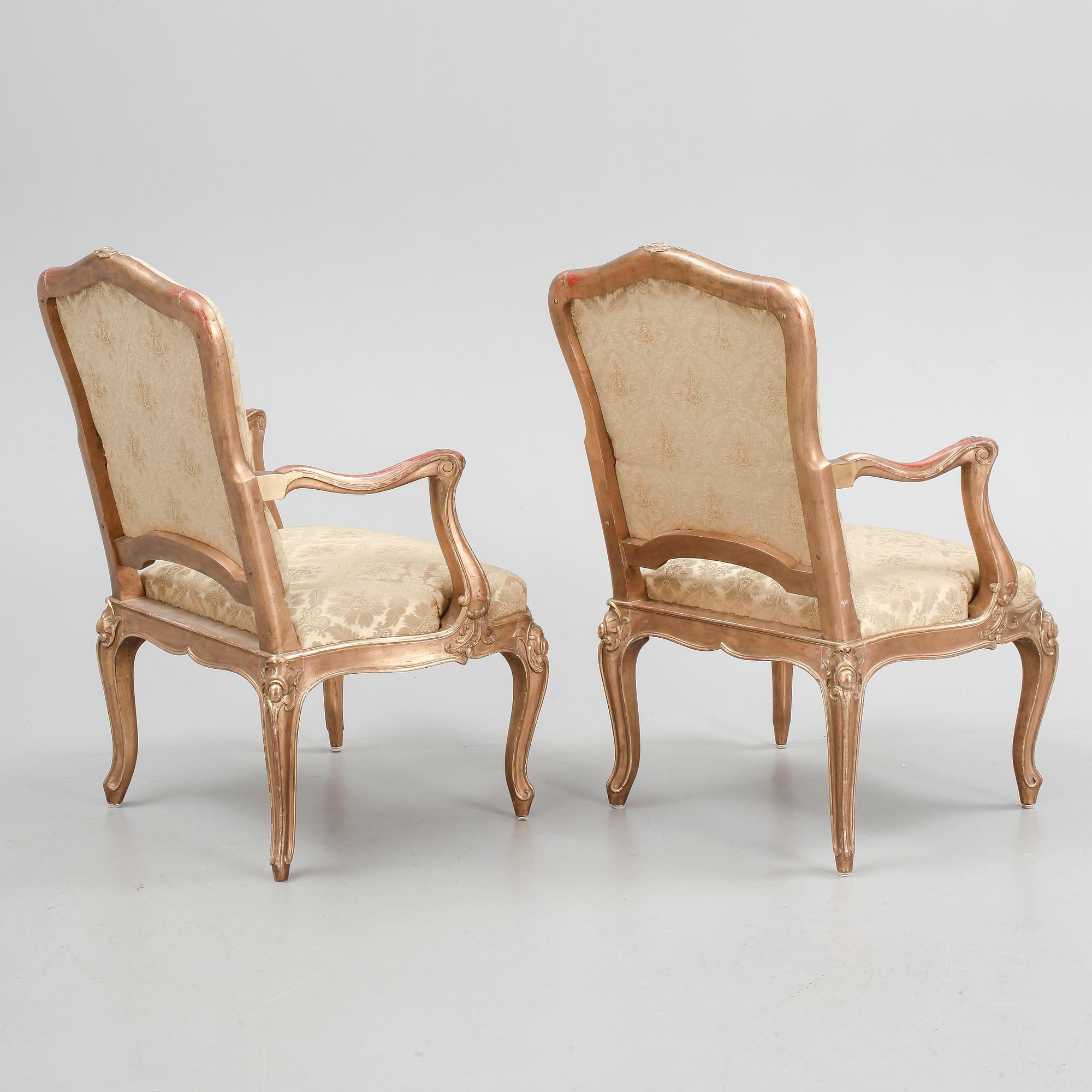 KARMSTOLAR, ett par, nyrokoko, möjligen Frankrike, 1800-tal.