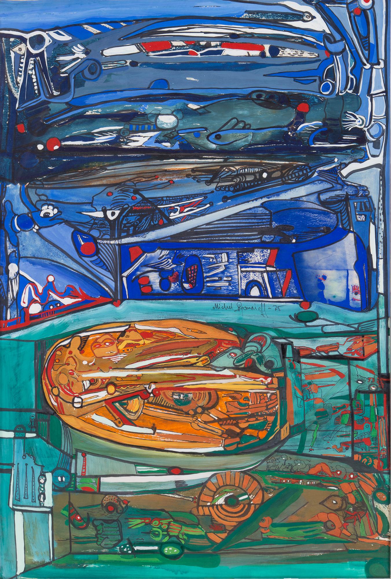 MICHEL DJANAIEFF, gouache på papper, signerad och daterad 75.