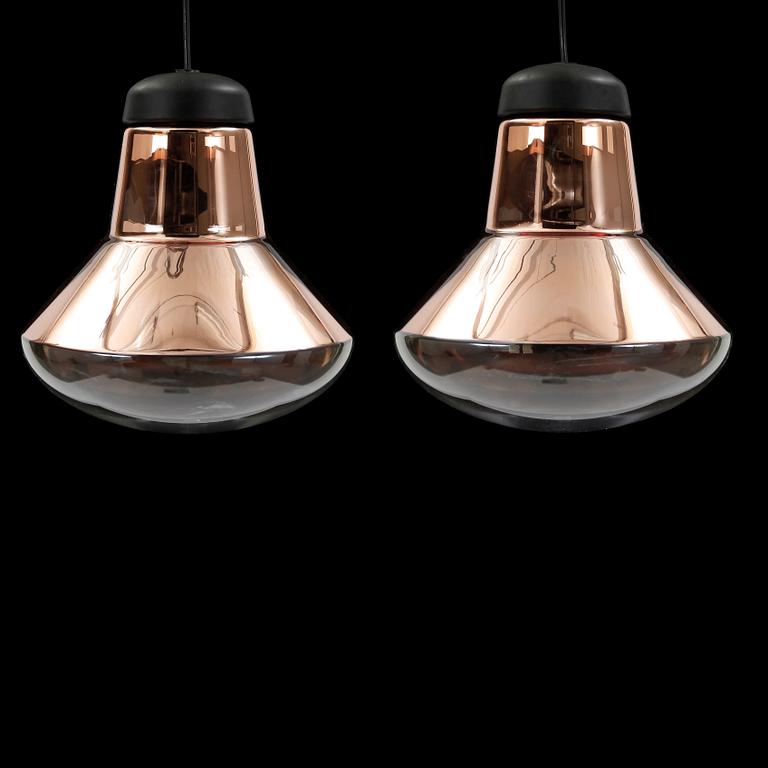 TAKLAMPOR, ett par, "Blow Light Copper", Tom Dixon, formgiven 2007.