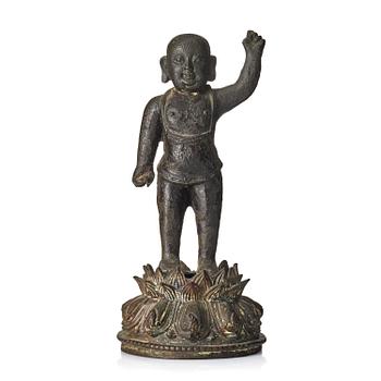 1095. A bronze sculpture of buddha as a child, Ming dynasty (1368-1644).