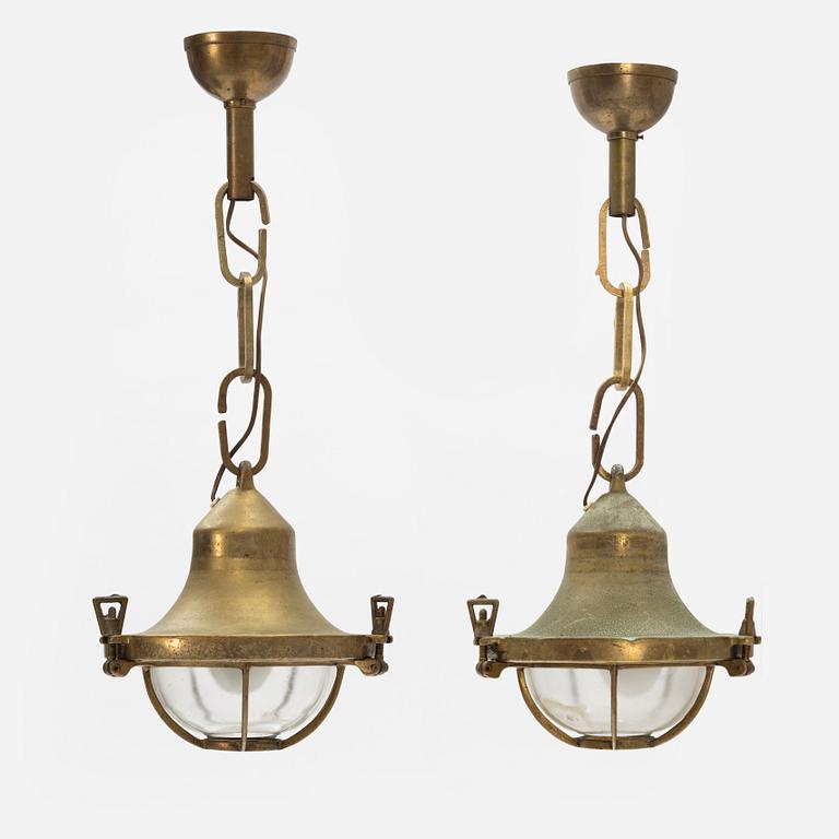 A pair of ship's lamps, 20th century.